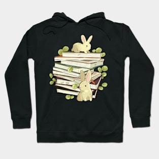 Books and bunnies illustration Hoodie